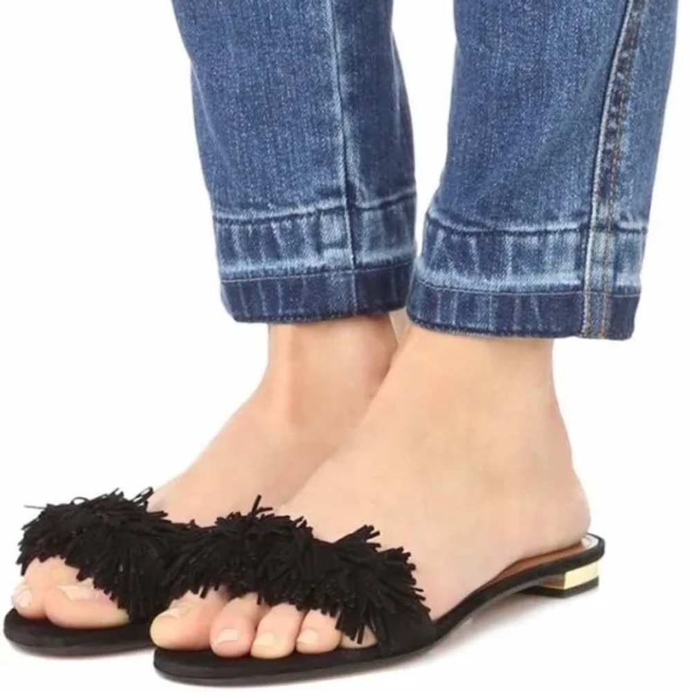 * AQUAZZURA Suede Wild Thing Slide Flats